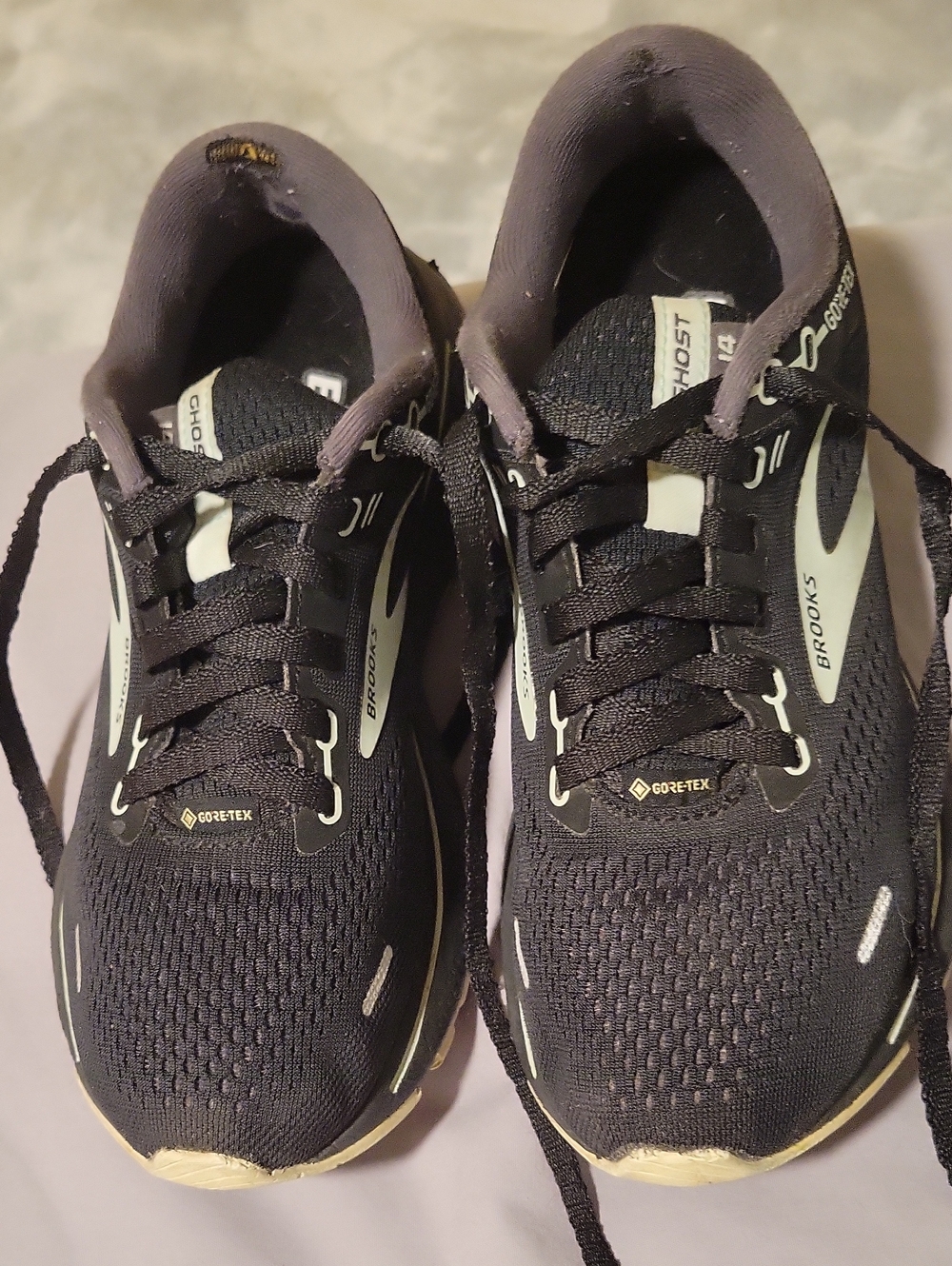 Brooks Ghost 14 Womens Black and Mint Green Running Sneakers